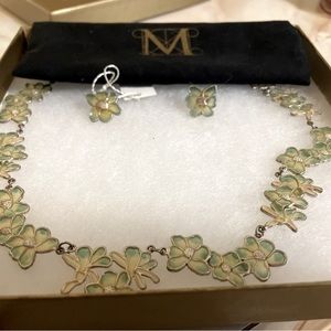 Plique a Jour Magnolia Necklace & Earrings